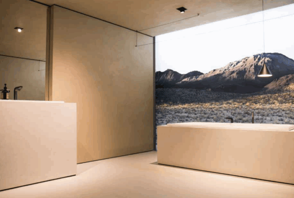 Ein Badezimmer, gestaltet im Stil der wand fusion nuance