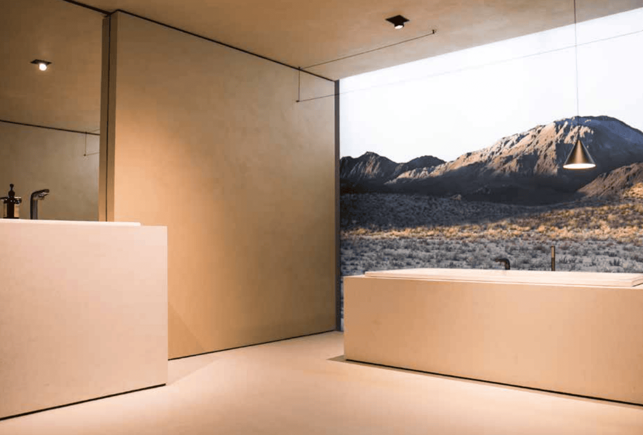 Ein Badezimmer, gestaltet im Stil der wand fusion nuance